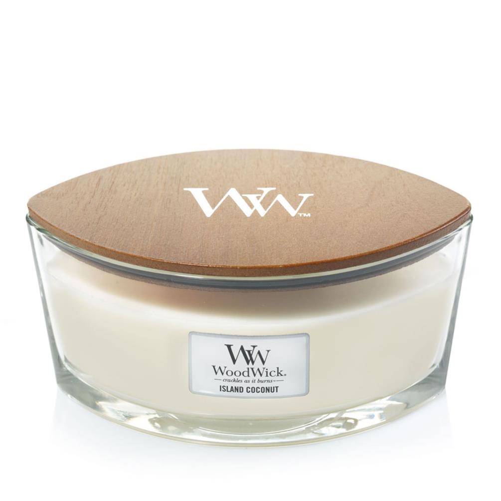 WoodWick Island Coconut HearthWick Ellipse Jar Candle Extra Image 1